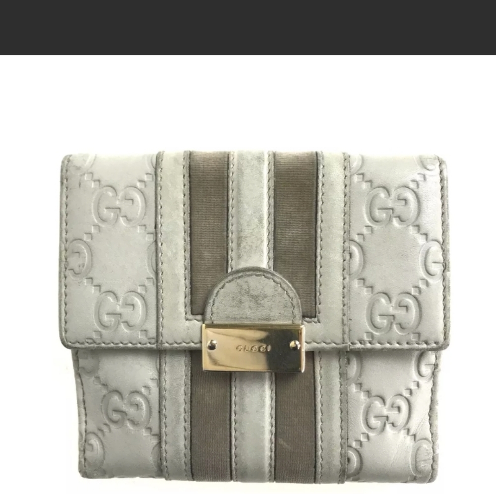 GUCCI🥳HP🥳Gucci GG White Leather Wallet
